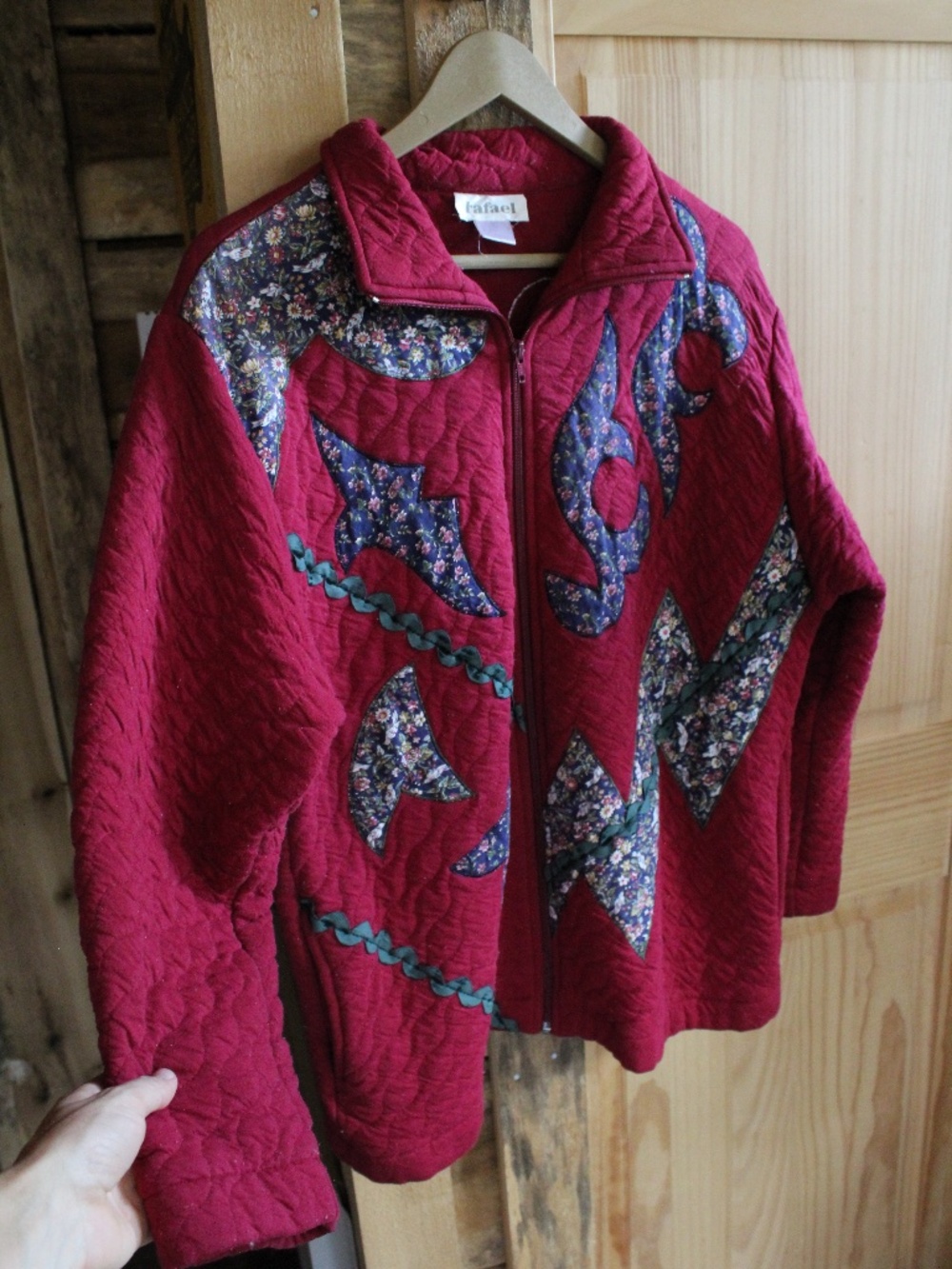 Vintage Red Rafael Quilted Zip-up Sweater Jacket